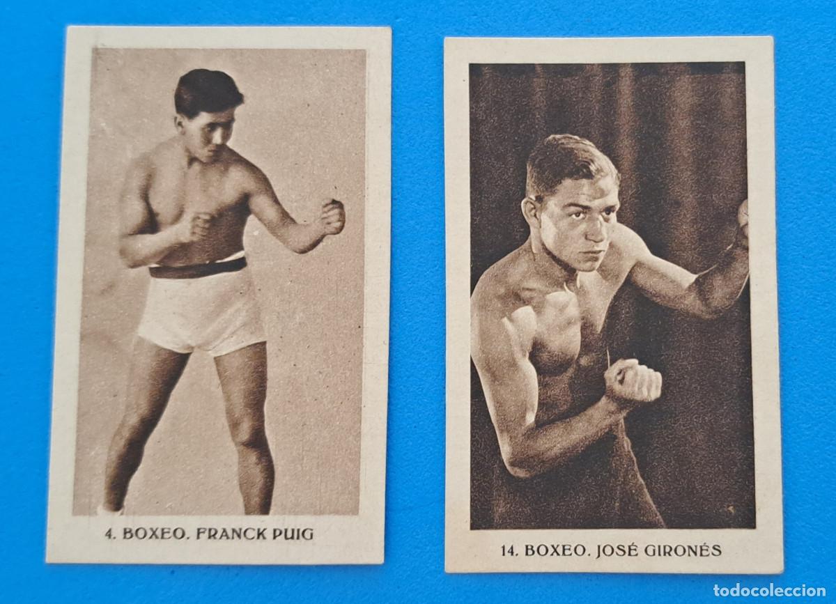 Coleccionismo Cromos antiguos: LOTE 2 CROMOS DE BOXEADORES - A&Ntilde;OS 20 - JOS&Eacute; GIRON&Eacute;S y FRANCK PUIG - CAF&Eacute;S LA PAJARITA - ALBACETE
