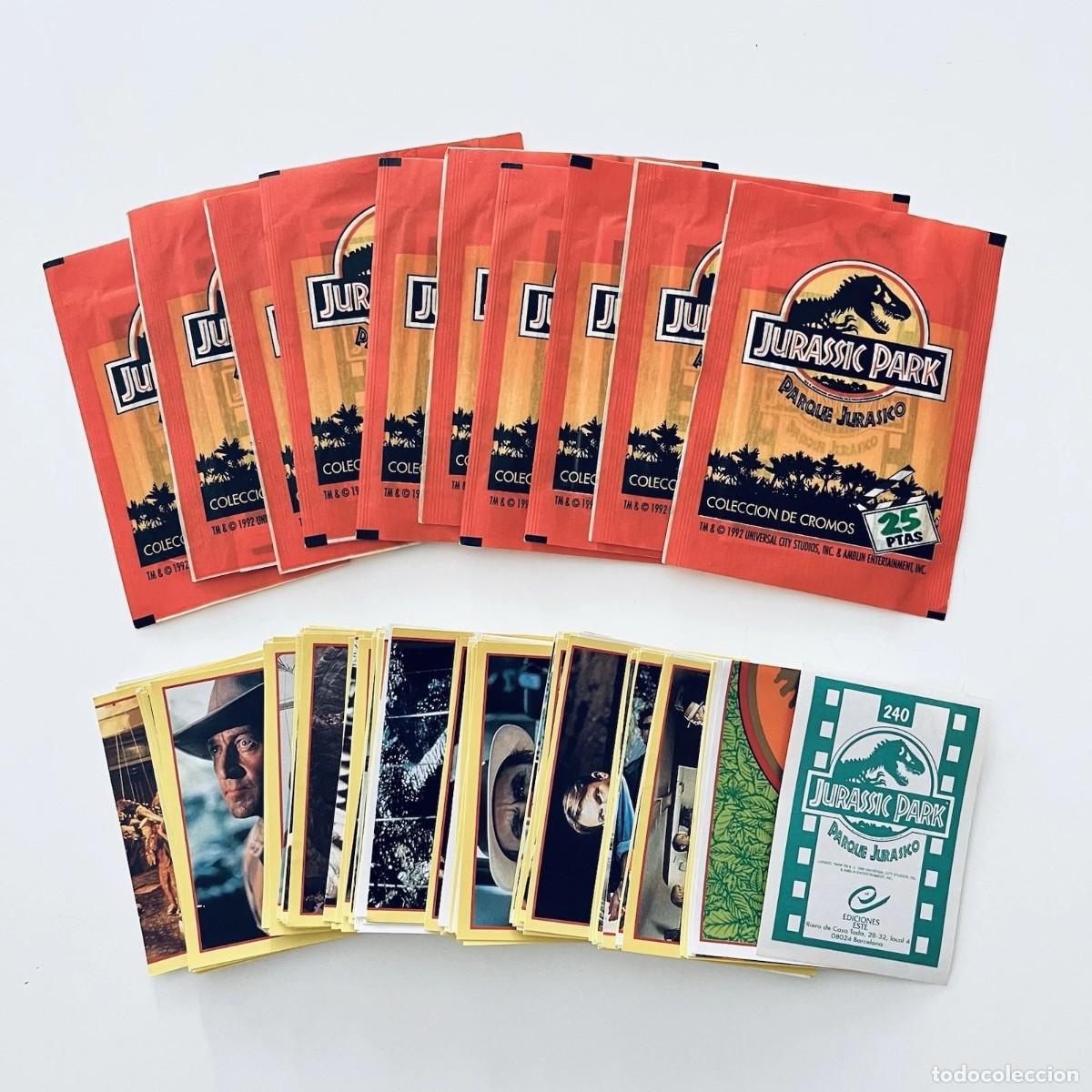 Colecionismo Cromos antigos: Lote +135 cromos +10 Sobres sin abrir Jurassic Park 1992 Cromos Este Spain