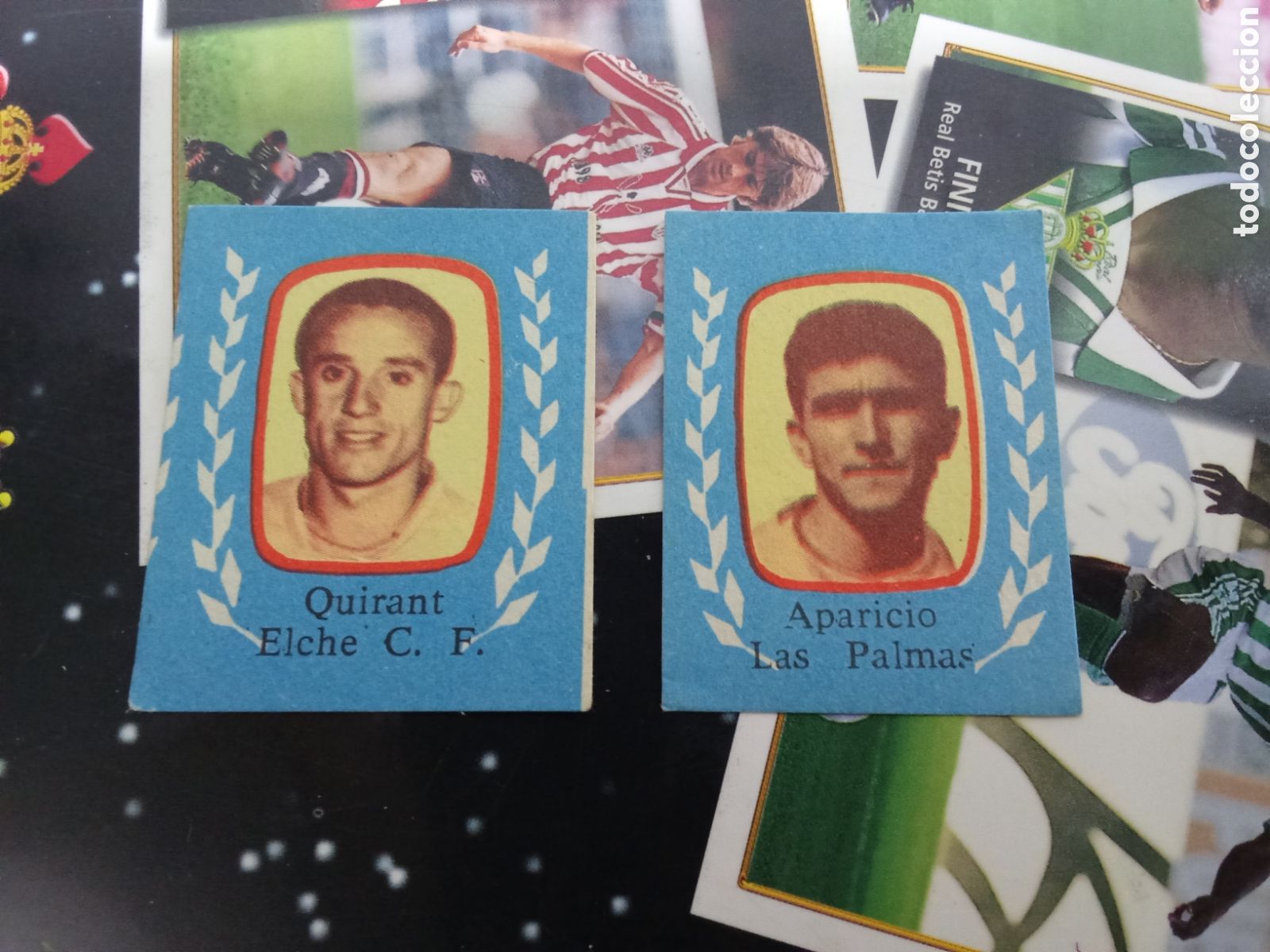 Coleccionismo Cromos antiguos: LOTE DOS CROMOS FUTBOL ANTIGUOS APARICIO LAS PALMAS Y QUIRANT ELCHE.