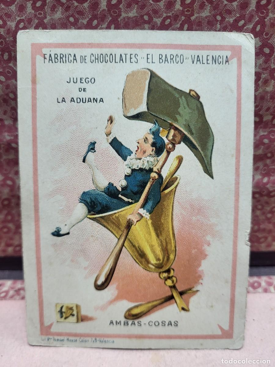 Collectionnisme Cartes &agrave; collectionner anciennes: ANTIGUO CROMO TARJETA PUBLICIDAD CHOCOLATES EL BARCO VALENCIA JUEGO DE LA ADUANA