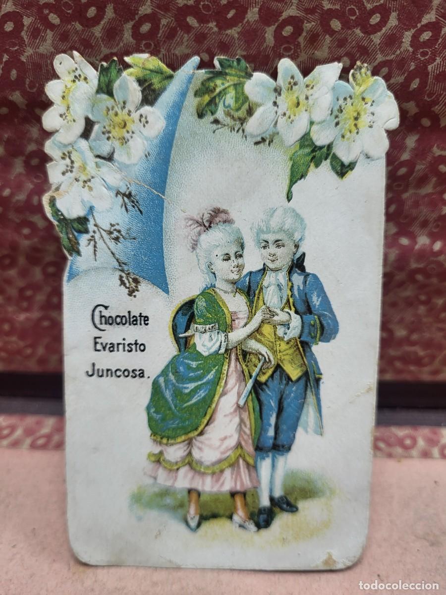 Collectable Antique Stickers: ANTIGUO CROMO TROQUELADO ROMANTICO CHOCOLATE JUNCOSA