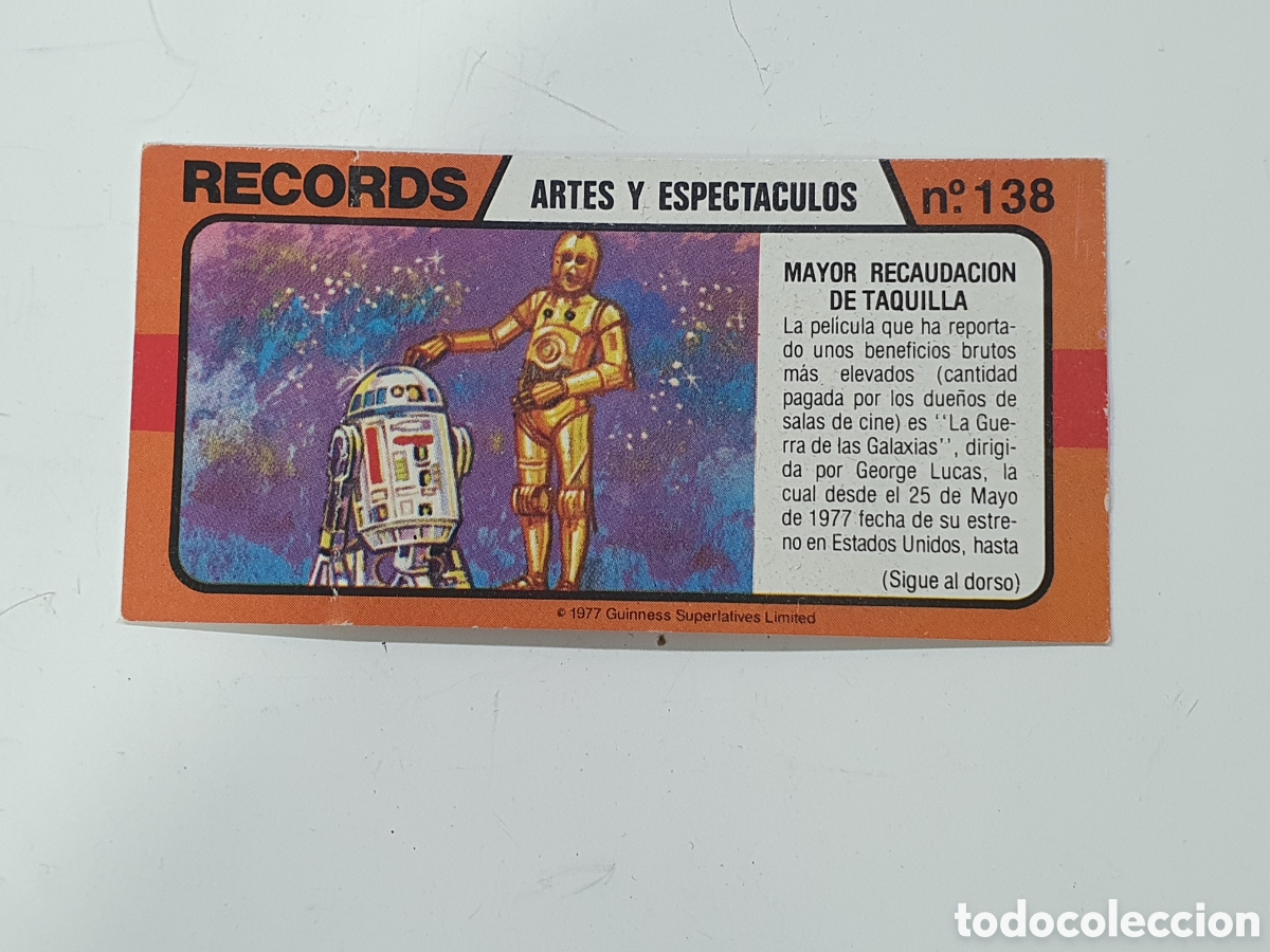 Collectable Antique Stickers: Cromo de los Records. Artes y espect&aacute;culos. N&deg;138. (L66)