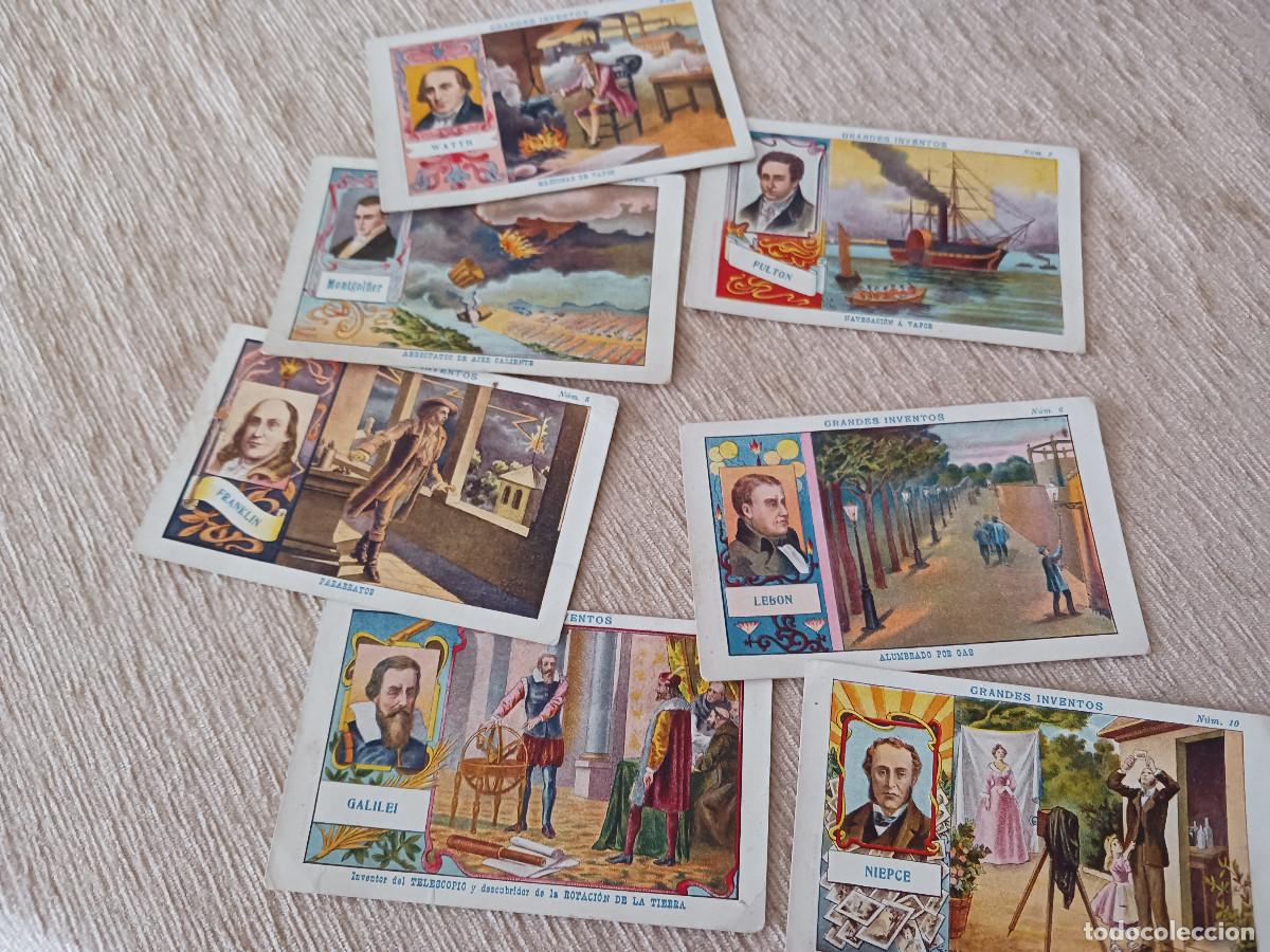 Coleccionismo Cromos antiguos: 7 cromos, Grandes inventos, Reconstituyente Jarabe Climent Marca Viuda , ver numeracion