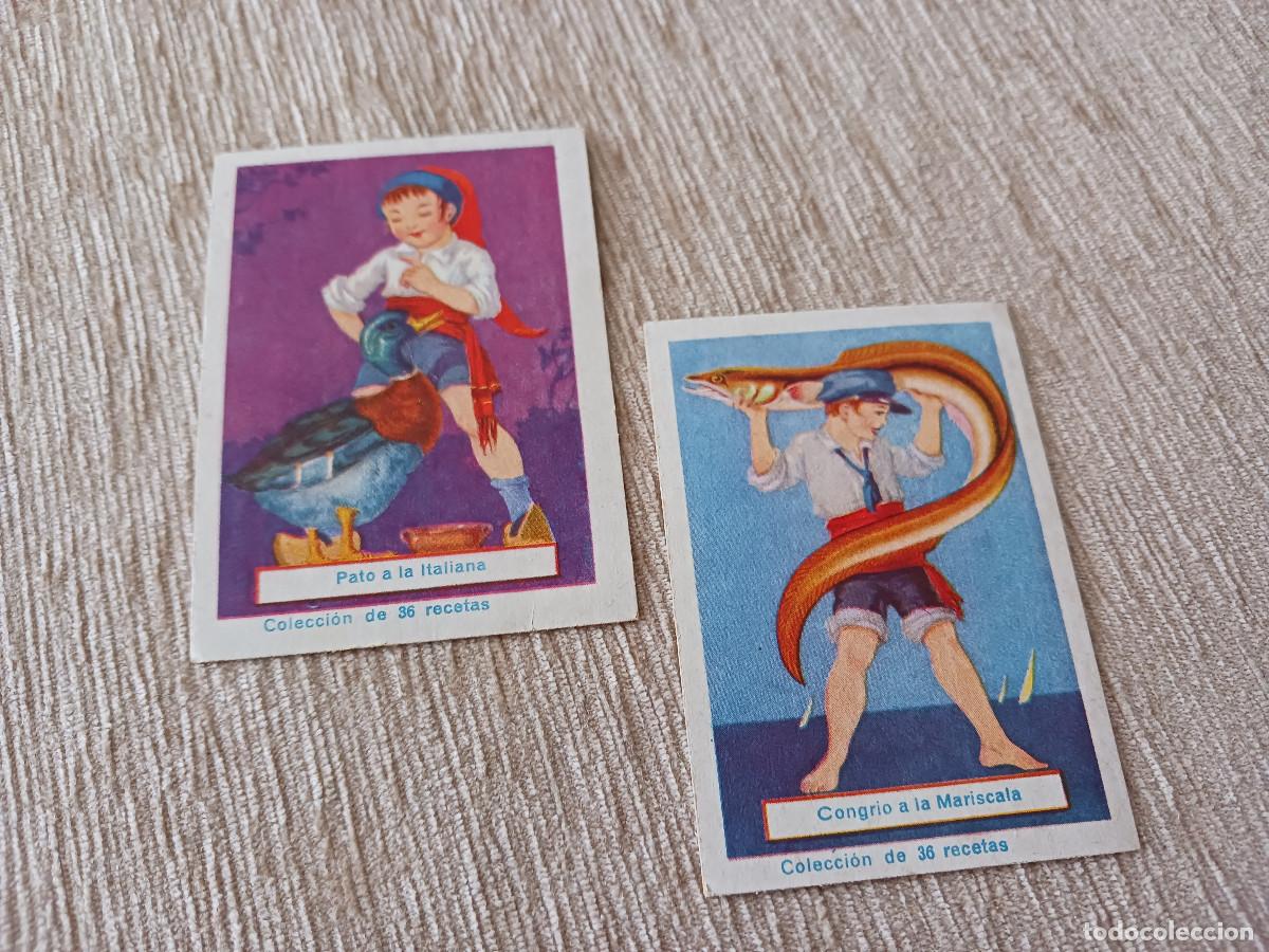 Coleccionismo Cromos antiguos: 2 cromos, COLECCI&Oacute;N DE RECETAS - ed. BARGU&Ntilde;&Oacute;, congrio y pato a la italiana