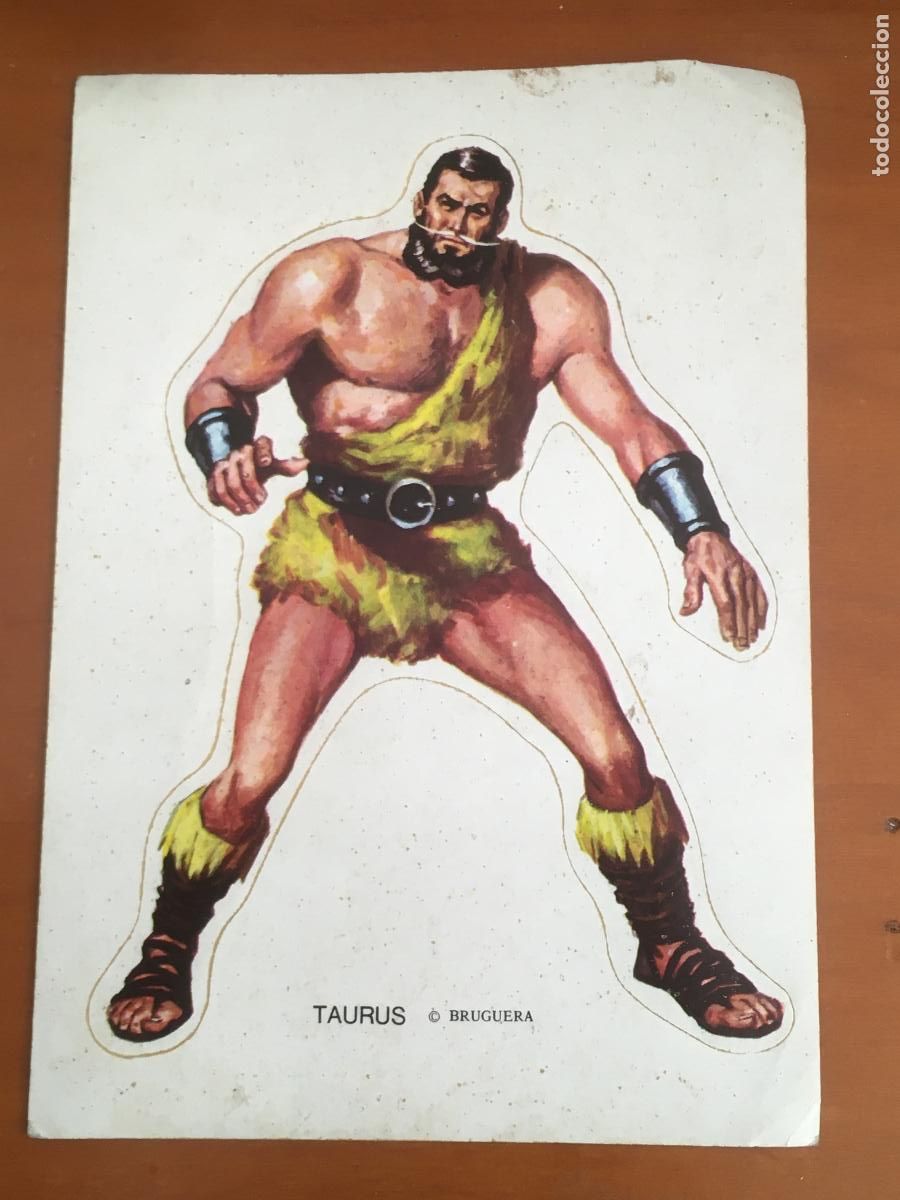 Coleccionismo Cromos antiguos: taurus MONSTRUOS Y SUPERHOMBRES BRUGUERA CROMO ADHESIVO ORIGINAL nunca pegado