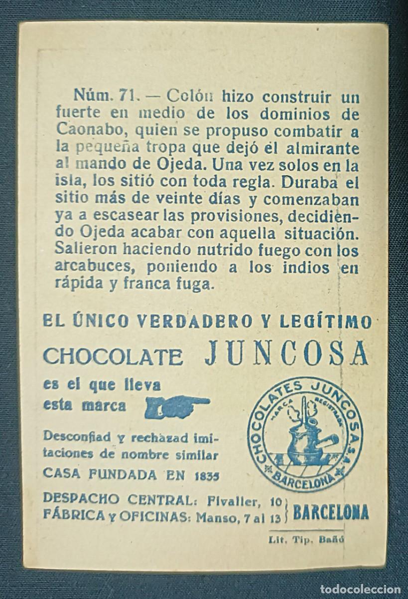 Coleccionismo cromos antiguos: CROMO CRIST&Oacute;BAL COL&Oacute;N N&ordm; 71.CHOCOLATES JUNCOSA - Foto 2