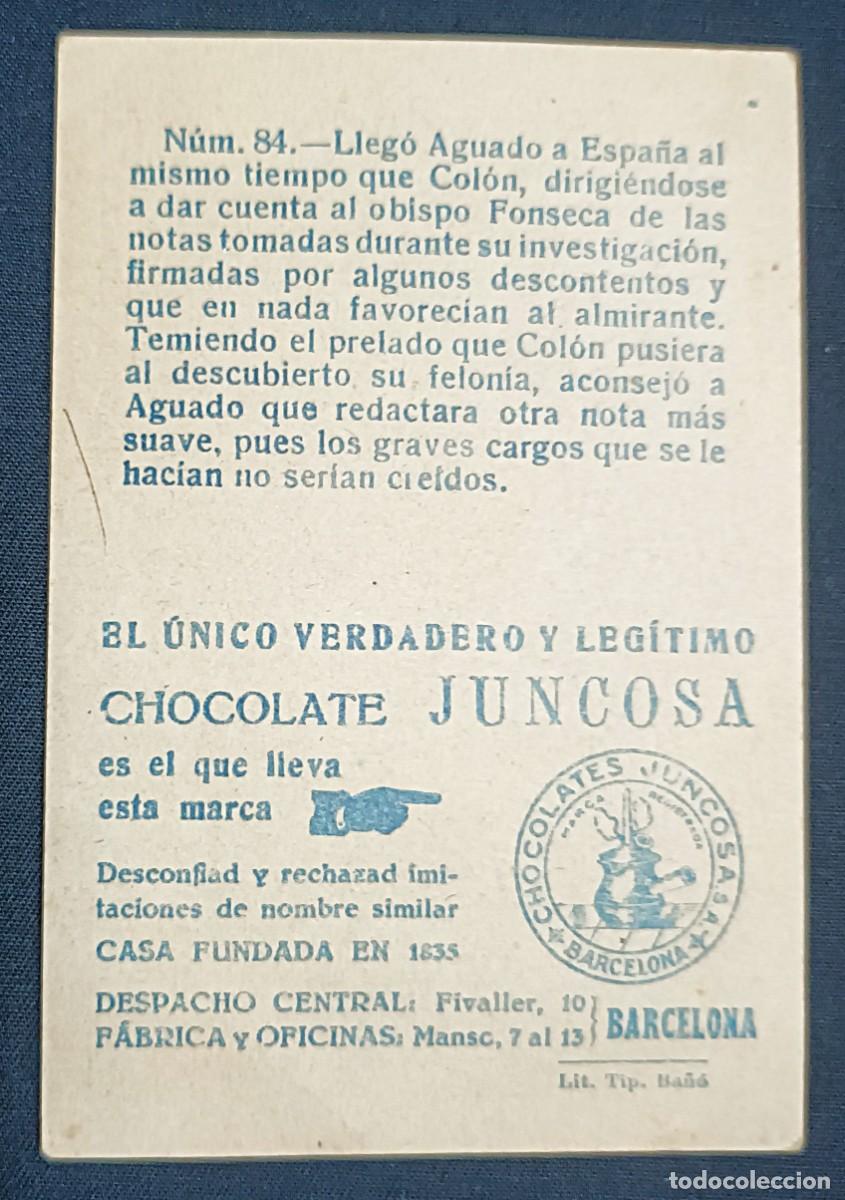 Coleccionismo cromos antiguos: CROMO CRIST&Oacute;BAL COL&Oacute;N N&ordm; 84.CHOCOLATES JUNCOSA - Foto 2