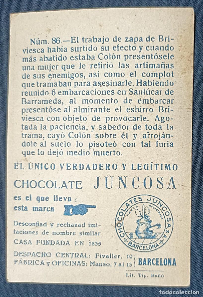 Coleccionismo cromos antiguos: CROMO CRIST&Oacute;BAL COL&Oacute;N N&ordm; 86.CHOCOLATES JUNCOSA - Foto 2