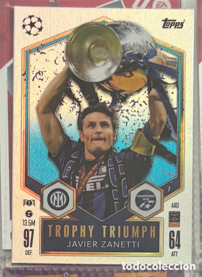 Coleccionismo Cromos antiguos: JAVIER ZANETTI TOPPS MATCH ATTAX 2024 2025 TROPHY TRIUMPH