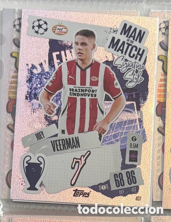 Coleccionismo Cromos antiguos: JOEY VEERMAN MAN OF THE MATCH Firma Carta Topps Match Attax Champions League 2024 2025