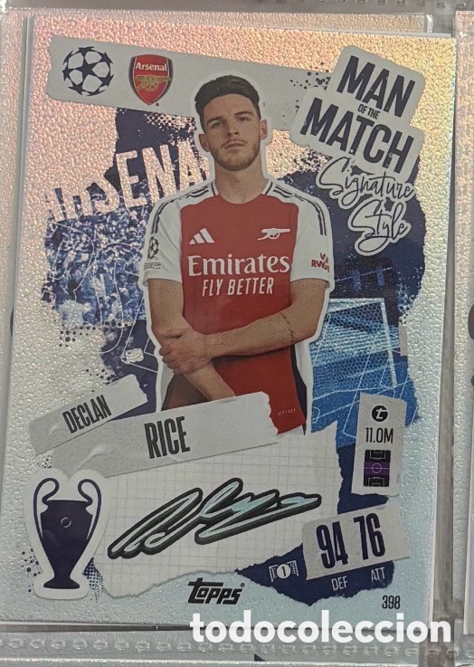 Coleccionismo Cromos antiguos: DECLAN RICE MAN OF THE MATCH Firma Carta Topps Match Attax Champions League 2024 2025