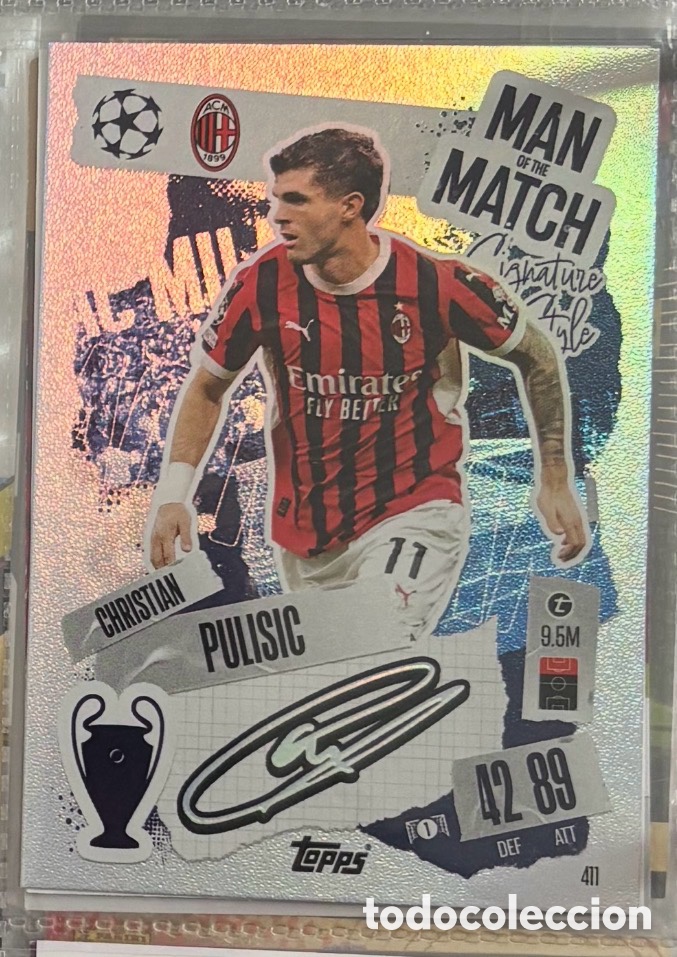 Coleccionismo Cromos antiguos: CHRISTIAN PULISIC MAN OF THE MATCH Firma Carta Topps Match Attax Champions League 2024 2025