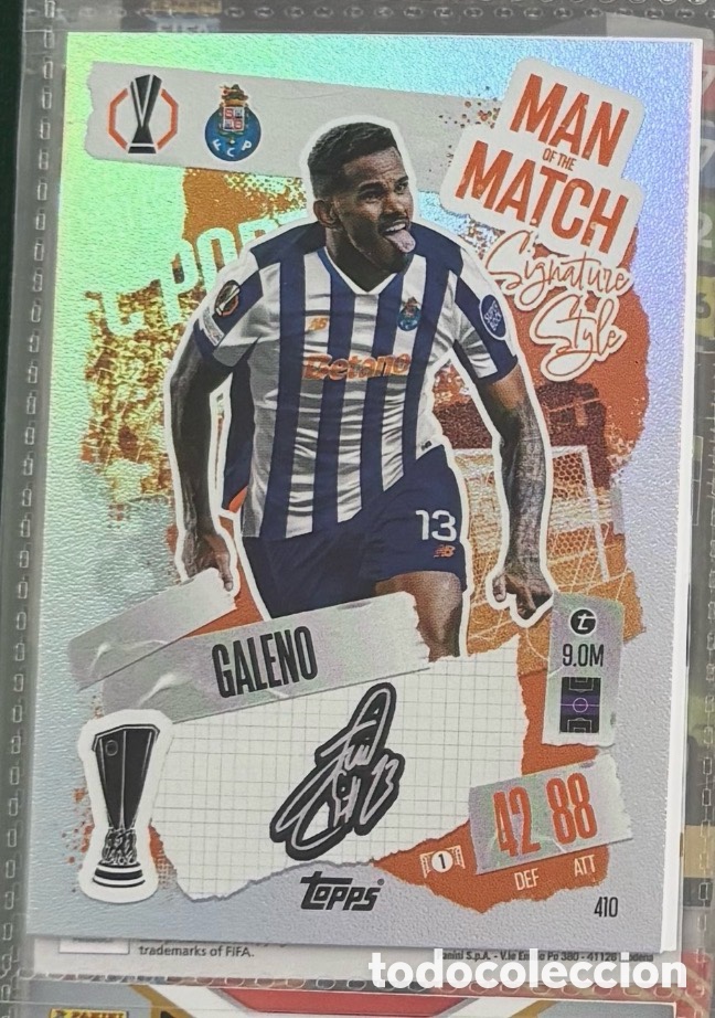 Coleccionismo Cromos antiguos: GALENO MAN OF THE MATCH Firma Carta Topps Match Attax Champions League 2024 2025