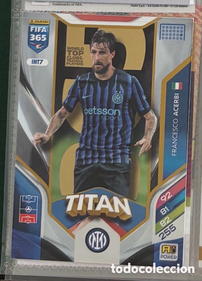 Coleccionismo Cromos antiguos: FRANCESCO ACERBI INTER DE MIL&Aacute;N TIT&Aacute;N FIFA 365 Panini