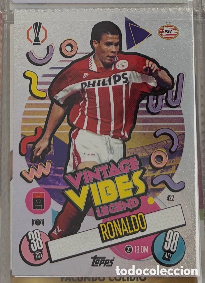 Coleccionismo Cromos antiguos: RONALDO PSV CARTA VINTAGE VIBES LEGEND TOPPS MATCH ATTAX