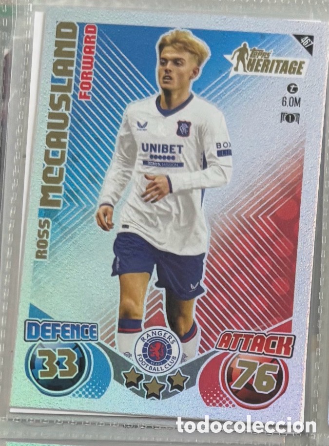 Coleccionismo Cromos antiguos: ROSS MCCAUSLAND CARTA HERITAGE TOPPS MATCH ATTAX