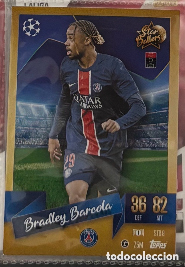 Coleccionismo Cromos antiguos: BRADLEY BARCOLA PSG Star ballers Topps Match Attax UEFA Champions League 2024 2025