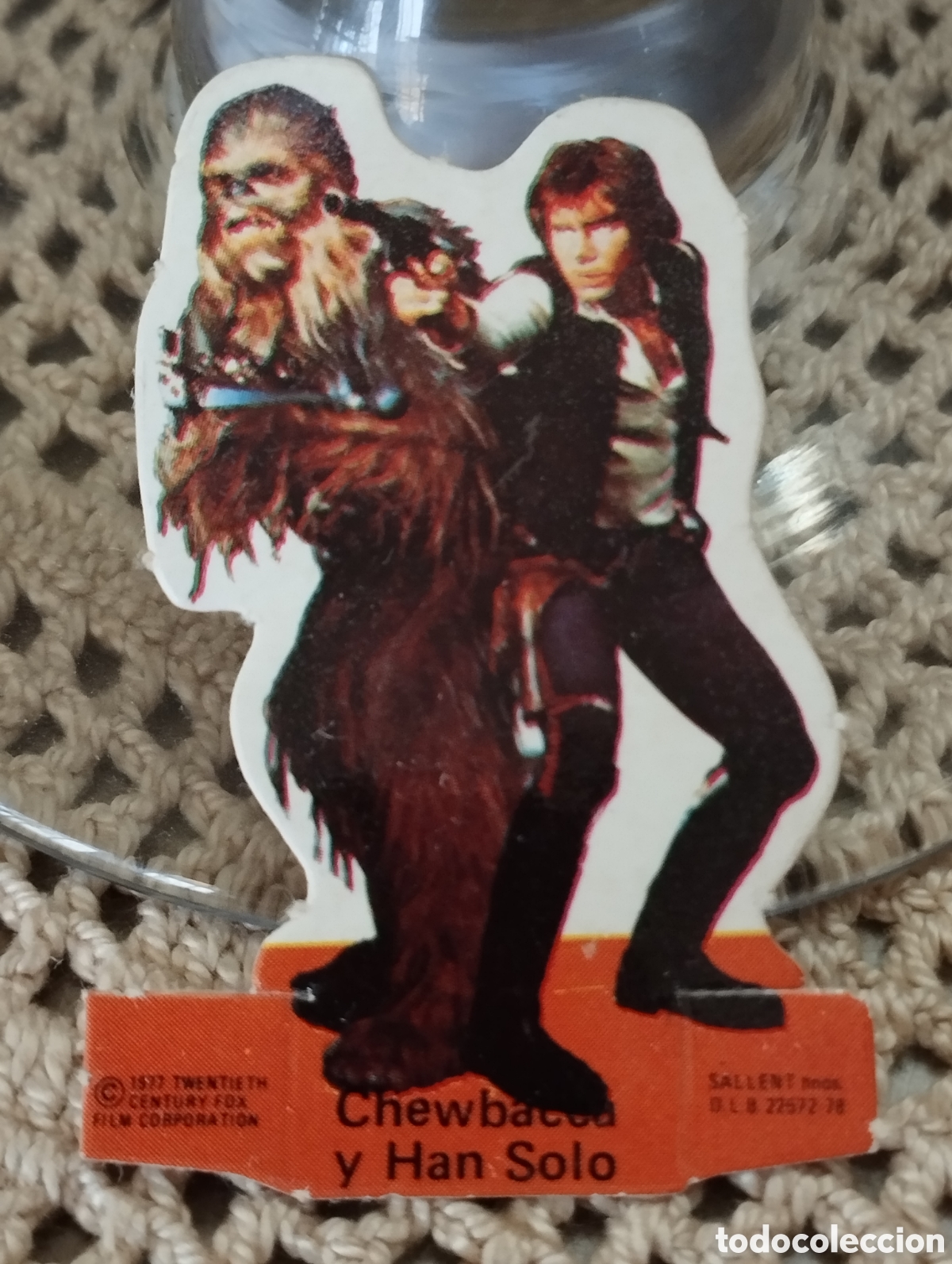 Coleccionismo Cromos antiguos: CROMOS TROQUELADOS PHOSKITOS START WARS LA GUERRA DE LAS GALAXIAS CHEWBACCO Y HAN SOLO