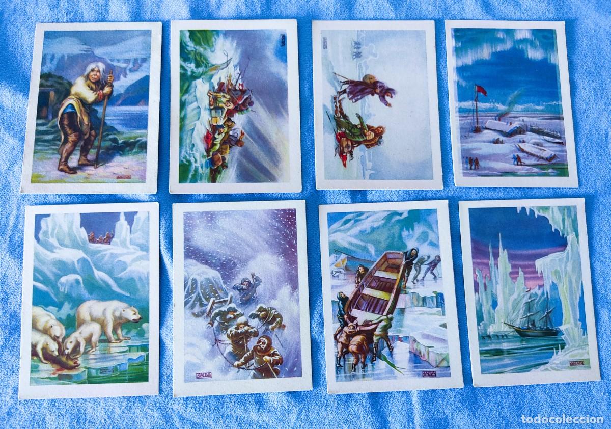 Coleccionismo Cromos antiguos: LOTE DE 13 CROMOS ANTIGUOS LA CONQUISTA DEL POLO NORTE CHOCOLATES EVARISTO JUNCOSA PA&Ntilde;ELLA