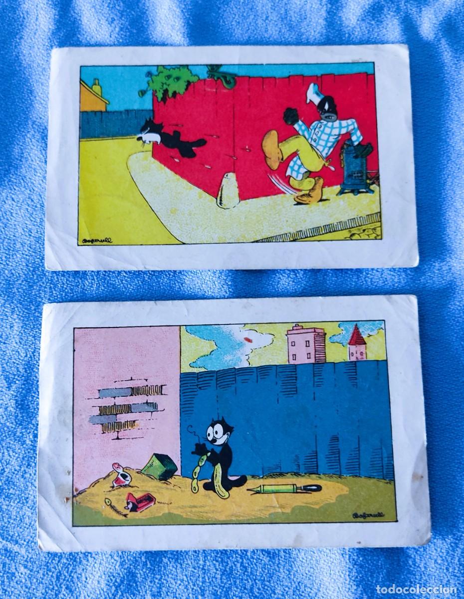 Collectable Antique Stickers: 2 CROMOS ANTIGUOS ORIGINALES NUEVAS AVENTURAS DEL GATO PERIQUITO GALLETAS Y CHOCOLATES SOLSONA