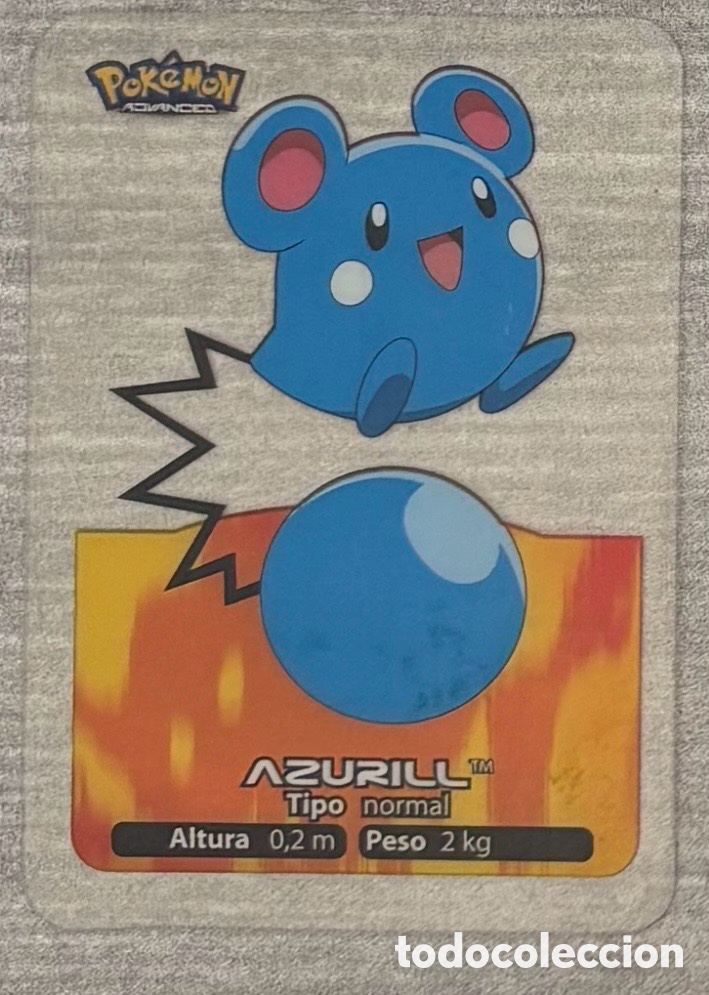 Coleccionismo Cromos antiguos: Carta Lamincards lamin card Pokemon advanced generaci&oacute;n AZURILL