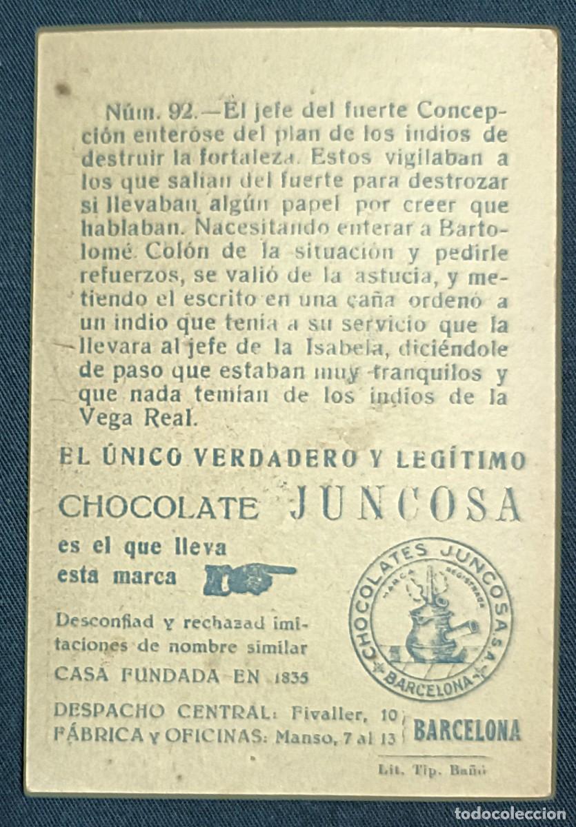 Coleccionismo cromos antiguos: CROMO CRIST&Oacute;BAL COL&Oacute;N N&ordm; 92.CHOCOLATES JUNCOSA - Foto 2