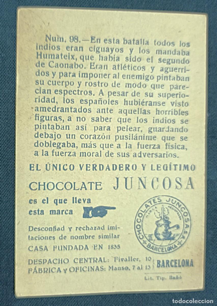 Coleccionismo cromos antiguos: CROMO CRIST&Oacute;BAL COL&Oacute;N N&ordm; 98.CHOCOLATES JUNCOSA - Foto 2