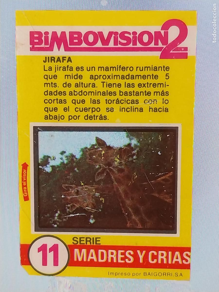 Coleccionismo Cromos antiguos: BIMBO BIMBOVISION 2 MADRES CRIAS CROMO 11 JIRAFA * ORIGINAL A&Ntilde;OS 70 TIPO DIAPOSITIVA
