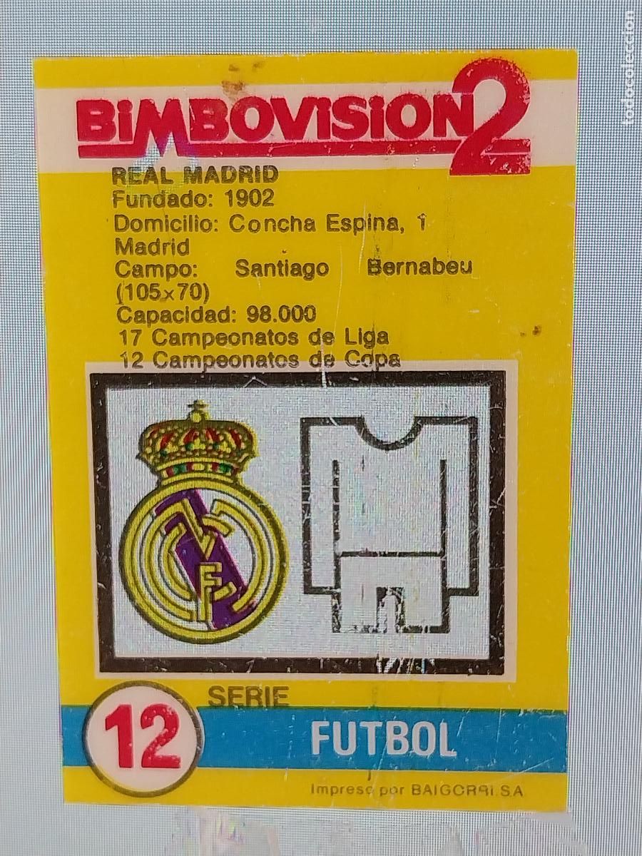 Coleccionismo Cromos antiguos: BIMBO BIMBOVISION 2 CROMO 12 FUTBOL REAL MADRID * ORIGINAL A&Ntilde;OS 70 TIPO DIAPOSITIVA