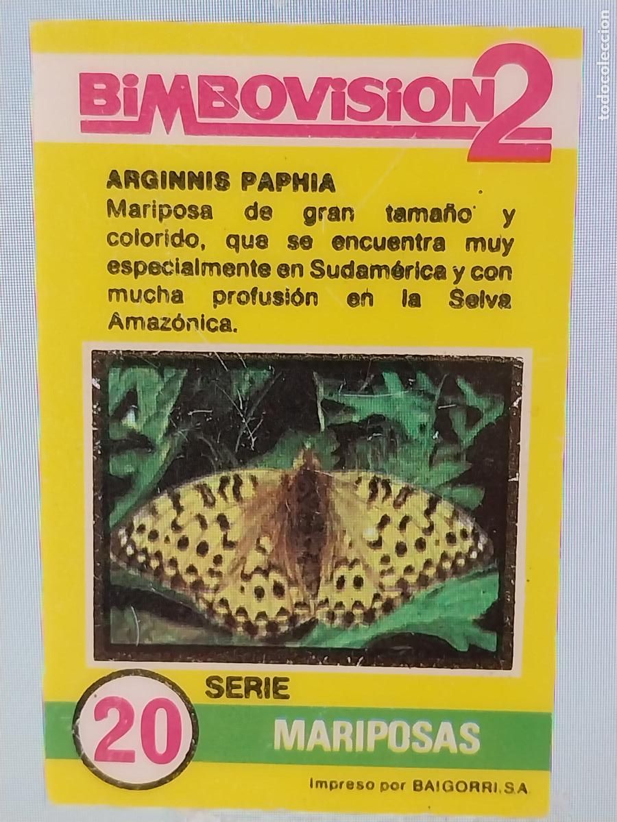 Coleccionismo Cromos antiguos: BIMBO BIMBOVISION 2 CROMO 20 MARIPOSAS ARGINNIS PAPHIA * ORIGINAL A&Ntilde;OS 70 TIPO DIAPOSITIVA