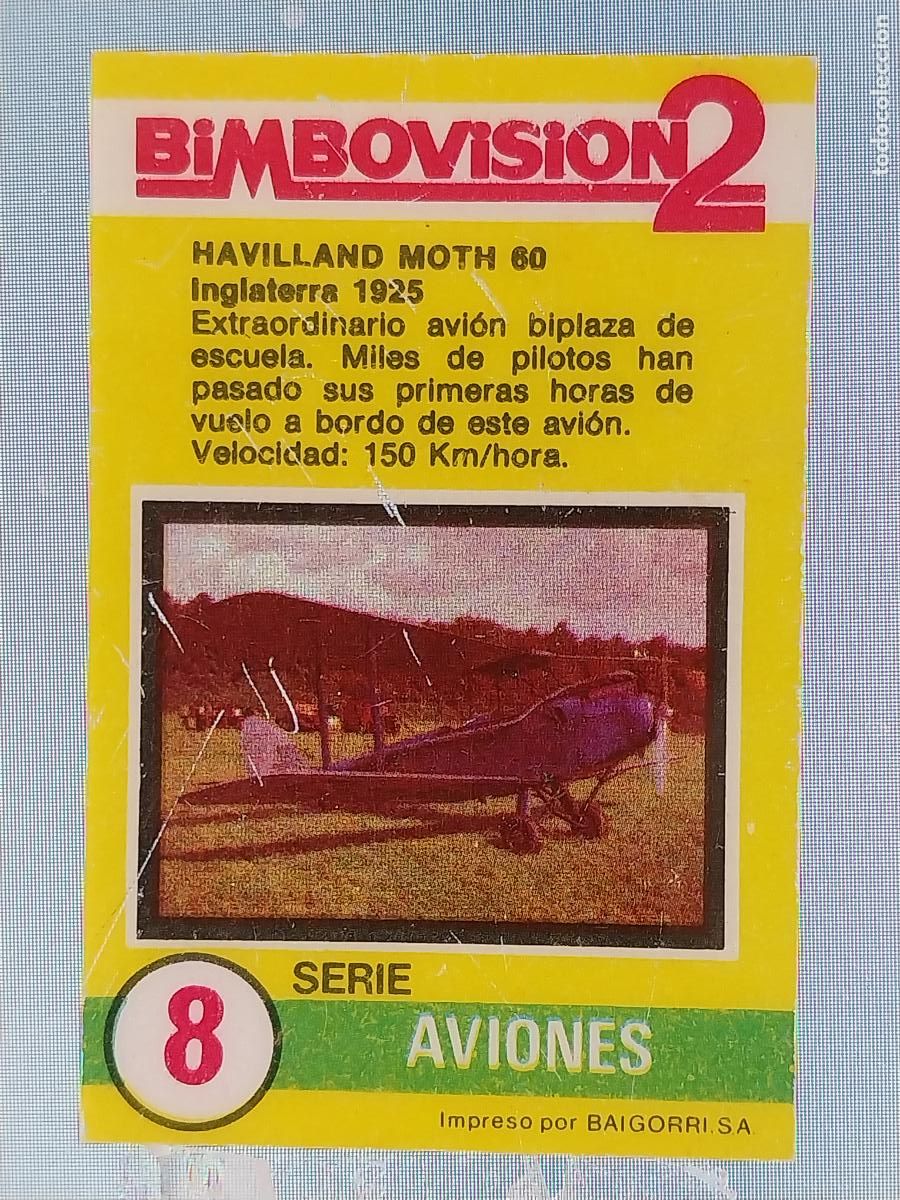 Coleccionismo Cromos antiguos: BIMBO BIMBOVISION 2 CROMO 8 AVIONES HAVILLAND MOTH 60 * ORIGINAL A&Ntilde;OS 70 PROMO PASTELITOS