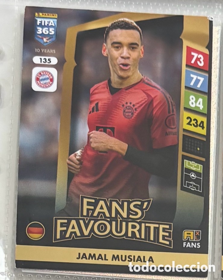 Coleccionismo Cromos antiguos: FANS FAVOURITE JAMAL MUSIALA BAYERN M&Uacute;NICH 135 Panini Adrenalyn XL FIFA 365 2025