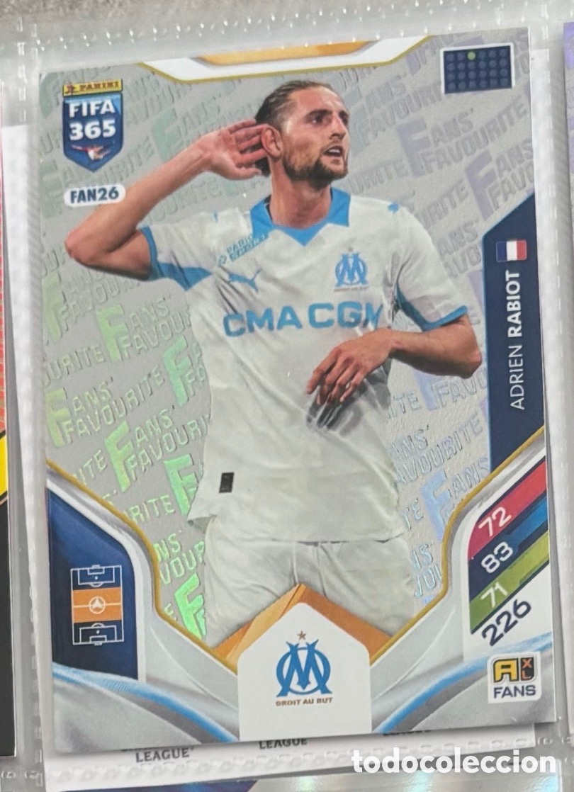 Coleccionismo Cromos antiguos: FANS FAVOURITE ADRIEN RABIOT OLYMPIQUE MARSELLA 26 Panini Adrenalyn XL FIFA 365 2026