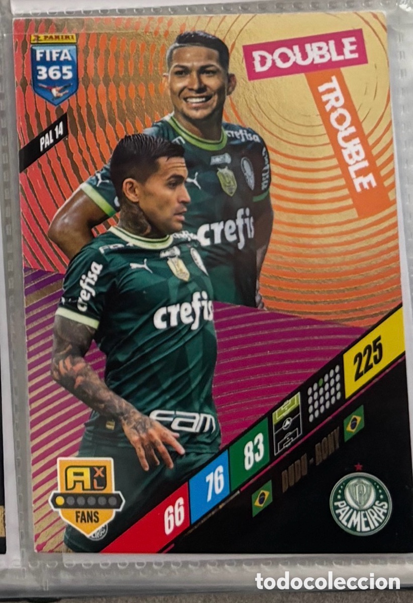 Coleccionismo Cromos antiguos: DOUBLE TROUBLE 14 PALMEIRAS Panini FIFA 365 Adrenalyn XL 2024