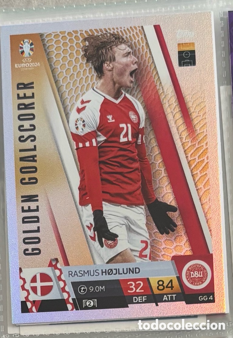 Coleccionismo Cromos antiguos: HOJLUND DINAMARCA GOLDEN GOALSCORER Topps Euro 2024 Match Attax