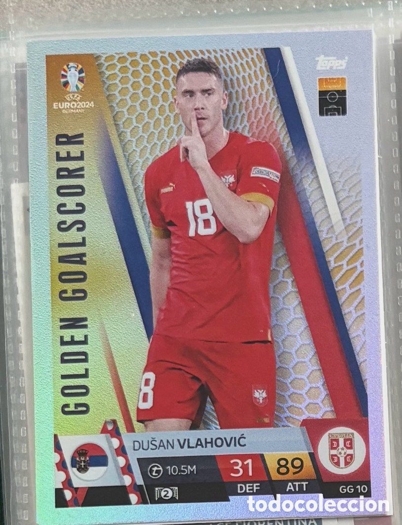 Coleccionismo Cromos antiguos: DUSAN VLAHOVIC SERBIA GOLDEN GOALSCORER Topps Euro 2024 Match Attax
