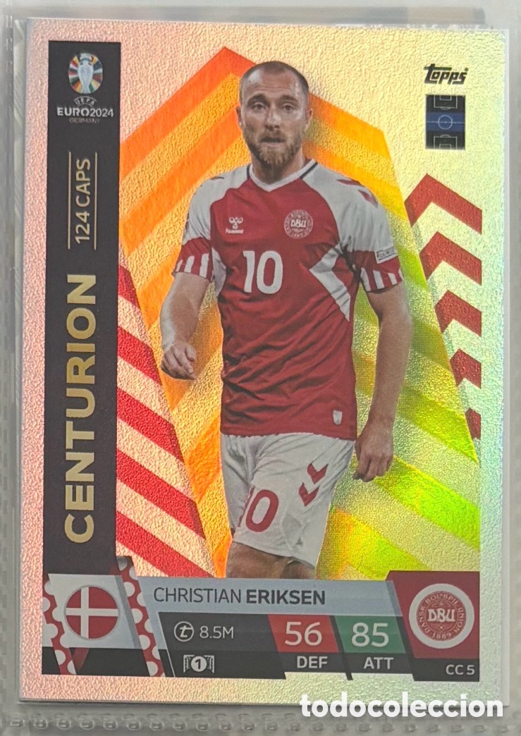Coleccionismo Cromos antiguos: ERIKSEN DINAMARCA CENTURI&Oacute;N Topps Euro 2024 Match Attax
