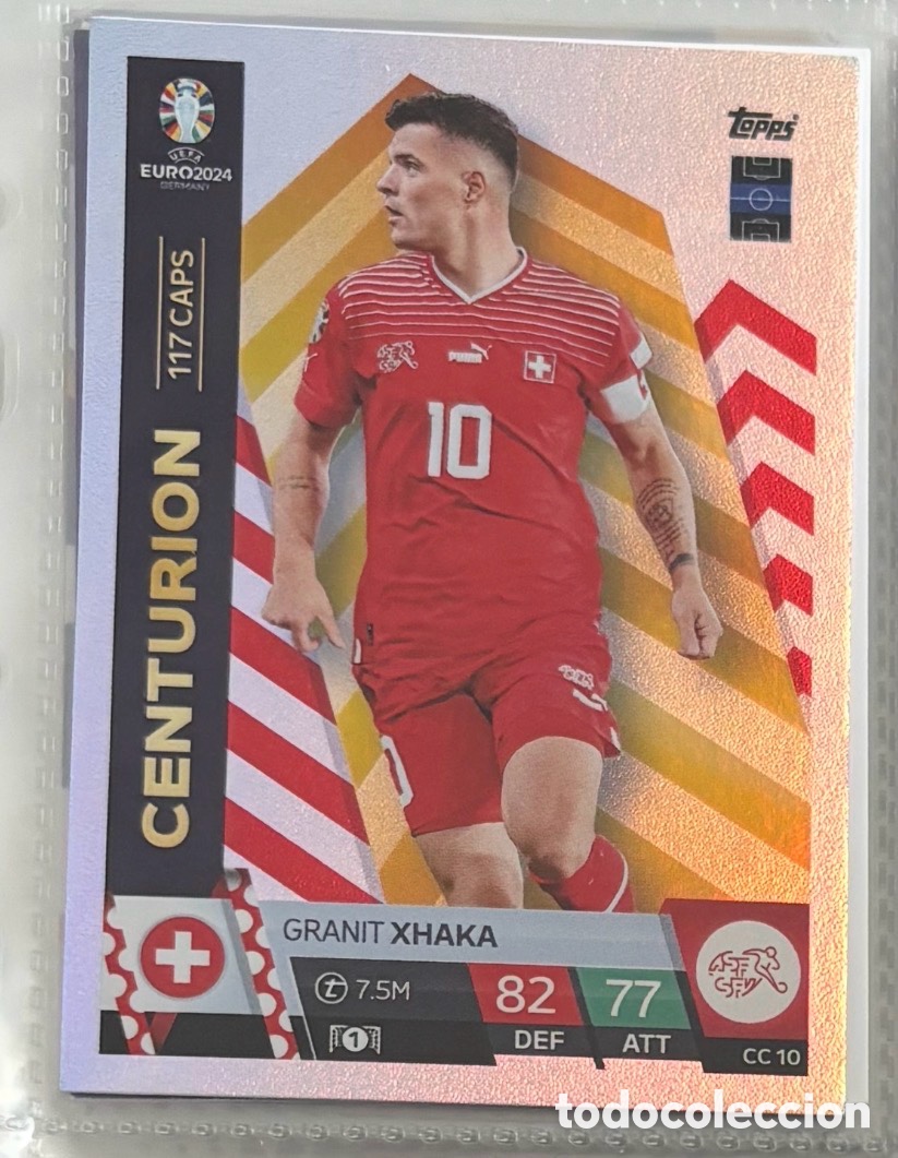 Coleccionismo Cromos antiguos: GRANIT XHAKA SUIZA CENTURI&Oacute;N Topps Euro 2024 Match Attax