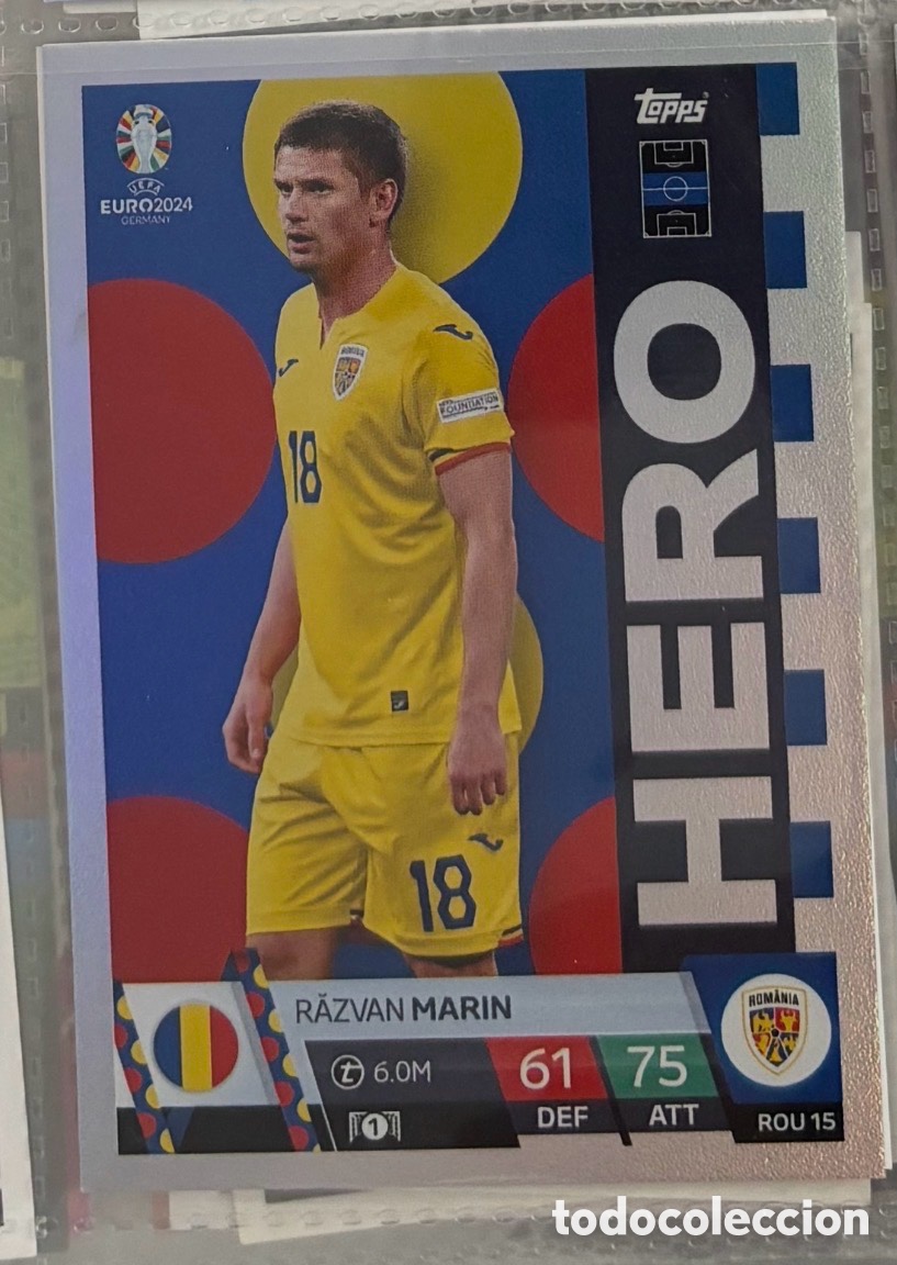Coleccionismo Cromos antiguos: RAZVAN MAR&Iacute;N RUMAN&Iacute;A HERO Topps Euro 2024 Match Attax