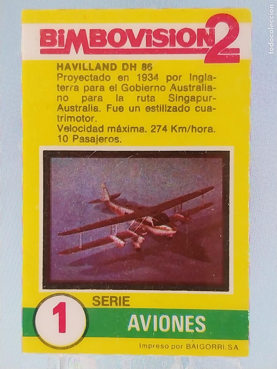 Coleccionismo Cromos antiguos: BIMBO BIMBOVISION 2 CROMO 1 AVIONES HAVILLAND DH 86 * ORIGINAL A&Ntilde;OS 70 PROMO PASTELITOS