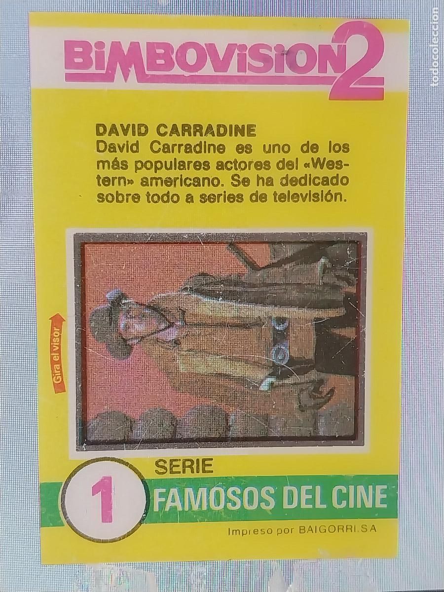 Coleccionismo Cromos antiguos: BIMBO BIMBOVISION 2 CROMO 1 FAMOSOS CINE DAVID CARRADINE * ORIGINAL A&Ntilde;OS 70 PROMO PASTELITOS