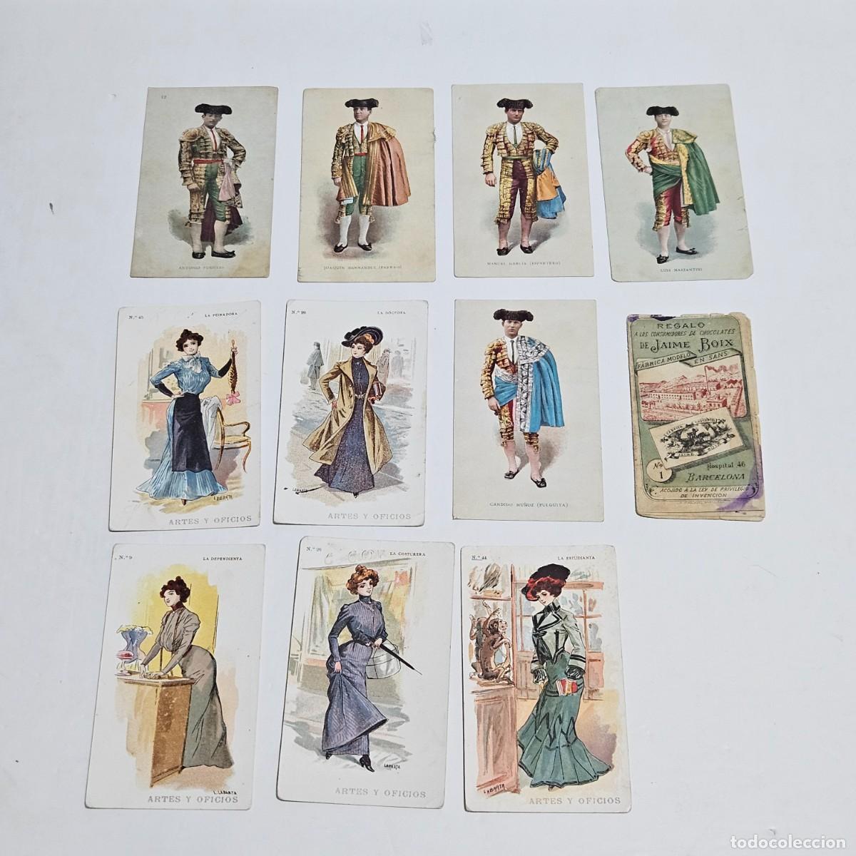 Coleccionismo Cromos antiguos: LOTE 11 CROMOS PPIO. 1900-CHOCOLATE JAIME BOIX BARCELONA-MOVIMIENTO-TOREROS-ARTES Y OFICIOS-REGALO