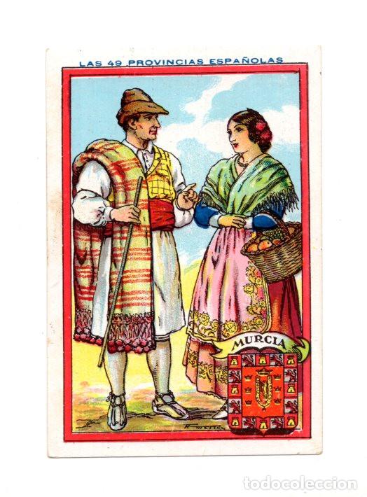 Coleccionismo Cromos antiguos: COLECCI&Oacute;N LAS 49 PROVINCIAS ESPA&Ntilde;OLAS, MURCIA.(TRAJE DE HUERTANO Y HUERTANA). CHOCOLATES AMATLLER