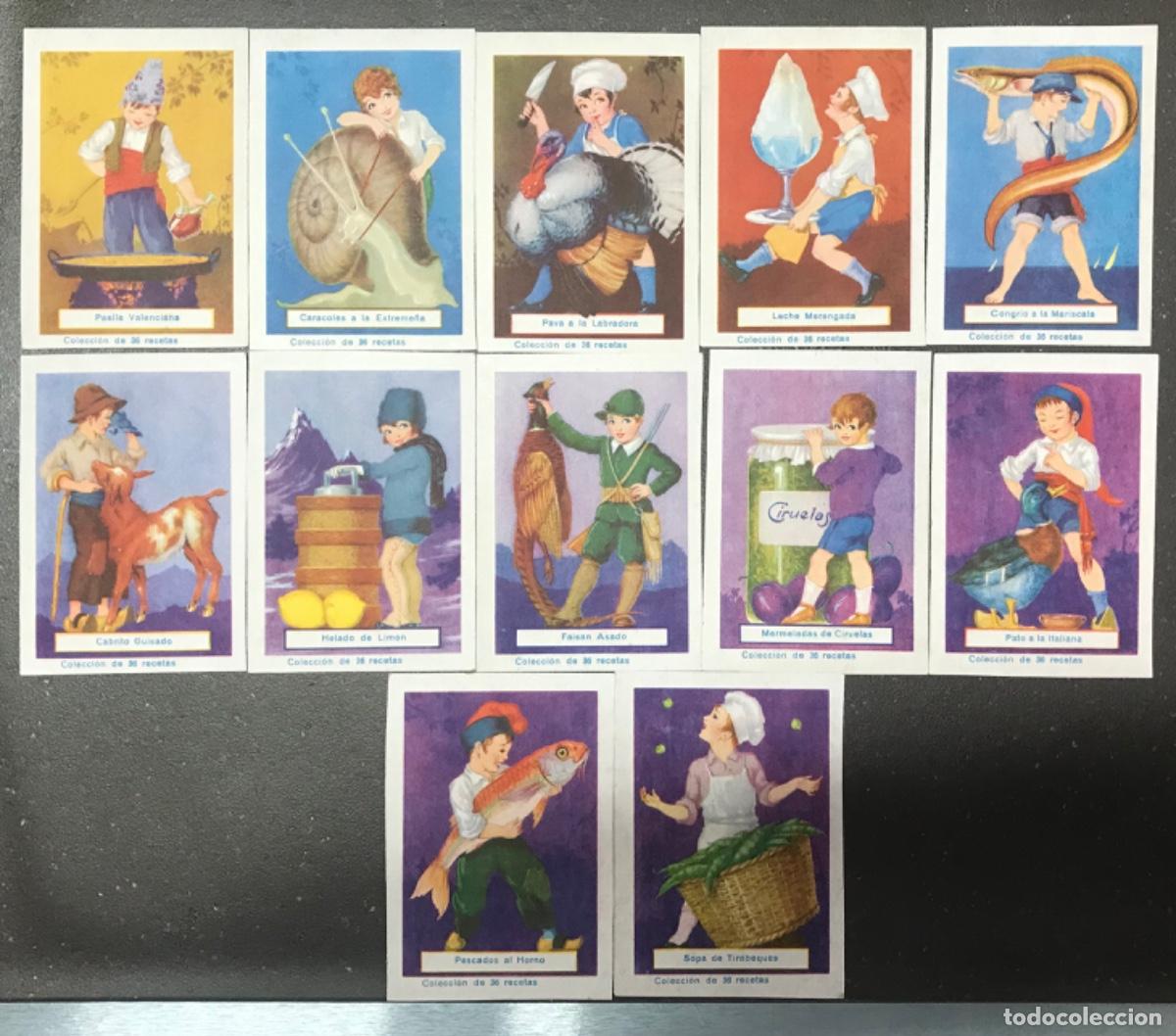 Coleccionismo Cromos antiguos: 12 Cromos de RECETAS - Colecci&oacute;n INCOMPLETA ( Colecci&oacute;n de 36 unidades)
