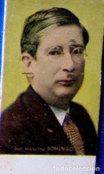 Coleccionismo Cromos antiguos: CROMO TICKET CON DON MARCELINO DOMINGO. SEGUNDA II REP&Uacute;BLICA. TICKETS DE PESO, 1930'S.