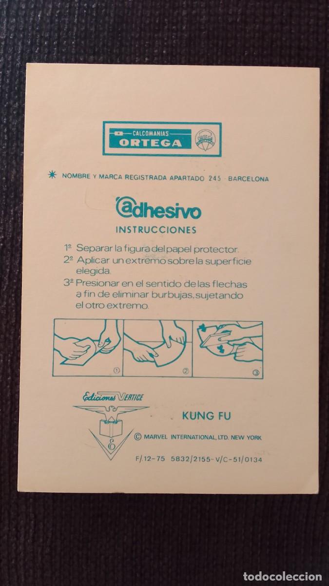 Coleccionismo cromos antiguos: ADHESIVO KUNG FU. CALCOMANIAS ORTEGA. MARVEL. EDICIONES VERTICE. - Foto 7