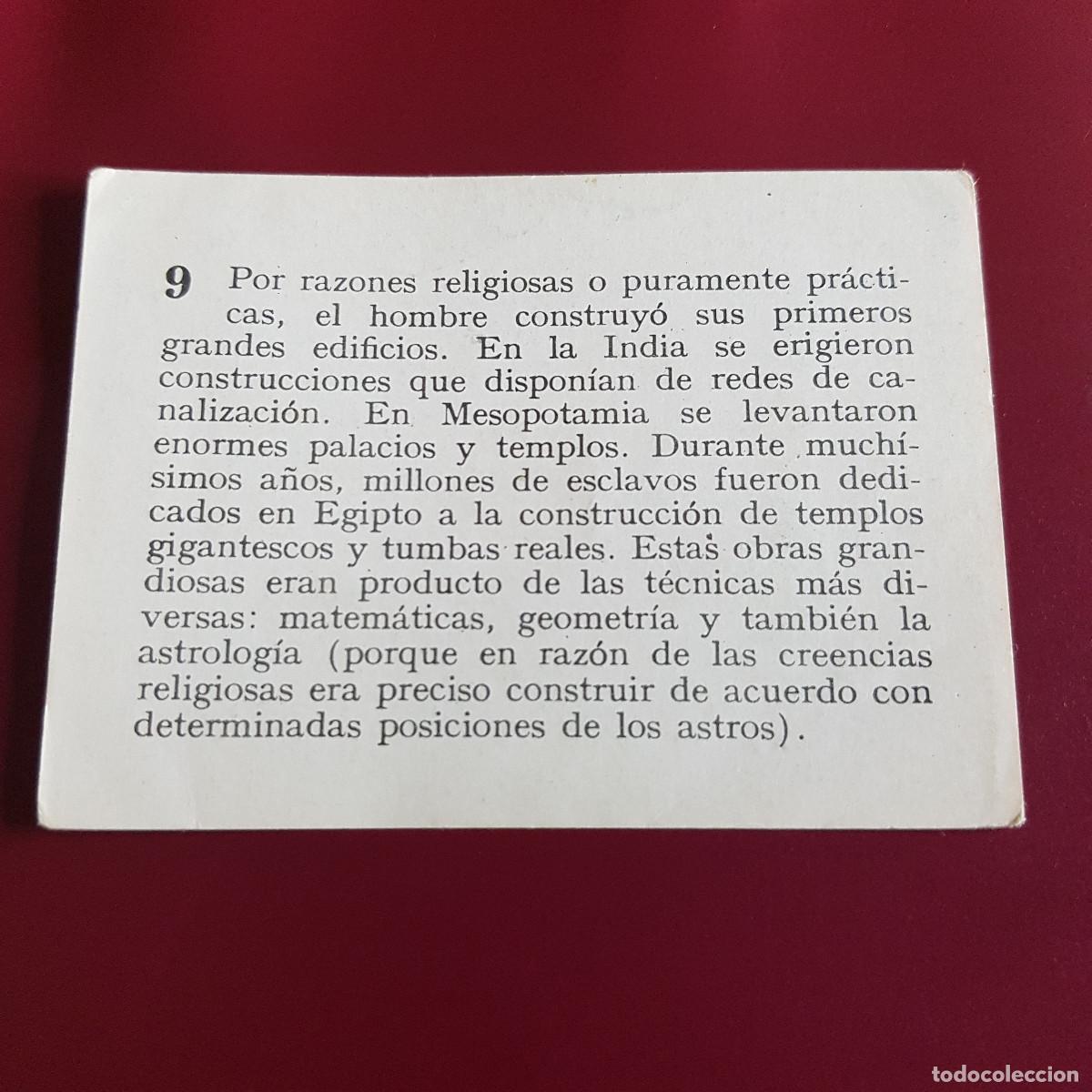 Coleccionismo cromos antiguos: MATEU - HISTORIA DEL PROGRESO HUMANO - 1966 - 66 - 9 - NUNCA PEGADO - Foto 2