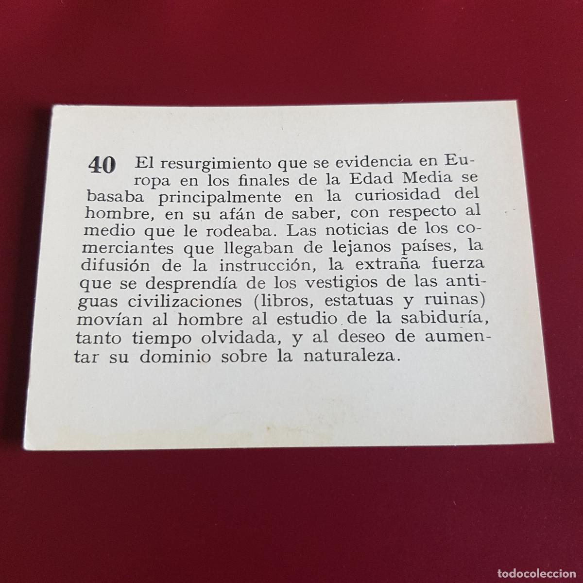 Coleccionismo cromos antiguos: MATEU - HISTORIA DEL PROGRESO HUMANO - 1966 - 66 - 40 - NUNCA PEGADO - Foto 2