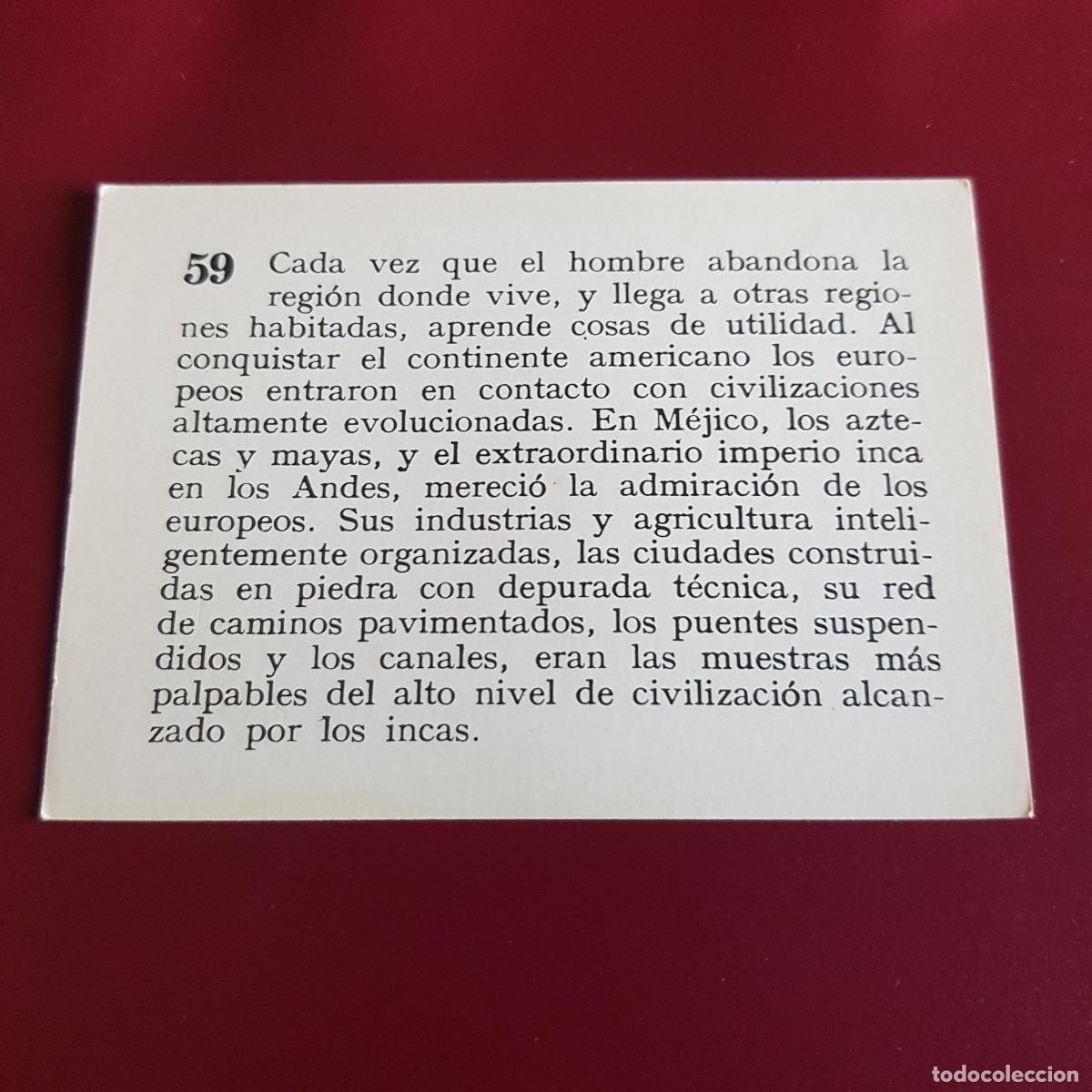 Coleccionismo cromos antiguos: MATEU - HISTORIA DEL PROGRESO HUMANO - 1966 - 66 - 59 - NUNCA PEGADO - Foto 2