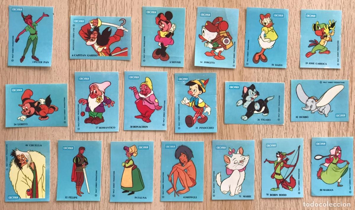 Sammeln alte Sammelbilder: 19 Cromos CROPAN - Dibujos animados WALT DISNEY - Pl&aacute;stico con color de fondo AZUL